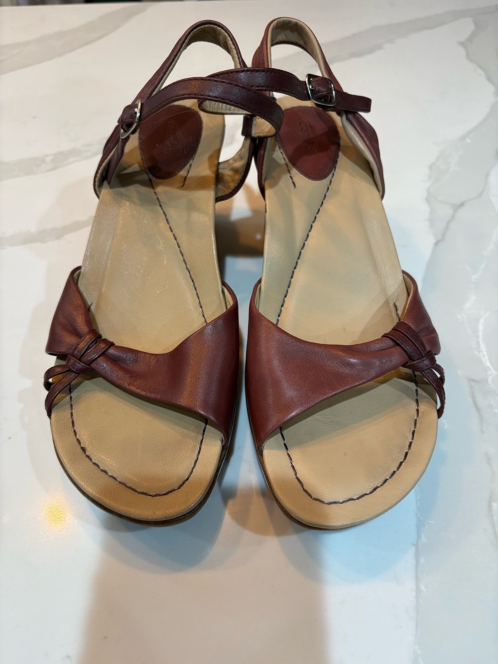 Dansko Brown Leather Knotted Slingback Sandals